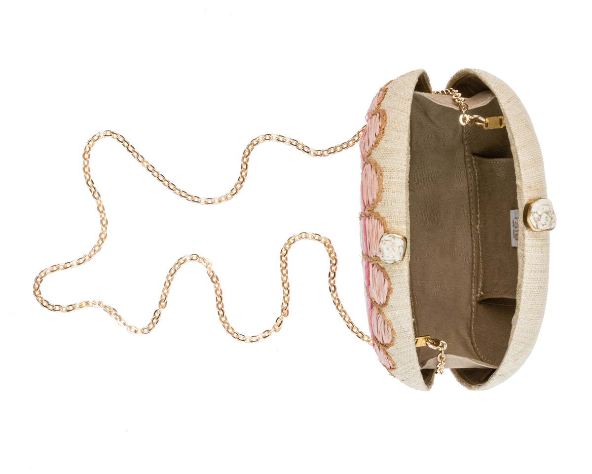 Berna Clutch in Natural & Coral