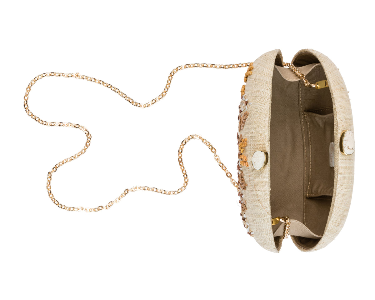 Berna Clutch in Natural & Ivory