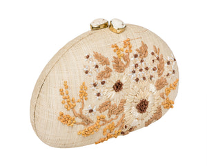 Berna Clutch in Natural & Ivory