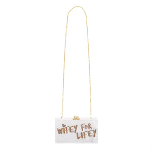 Wifey for Lifey Clutch in White