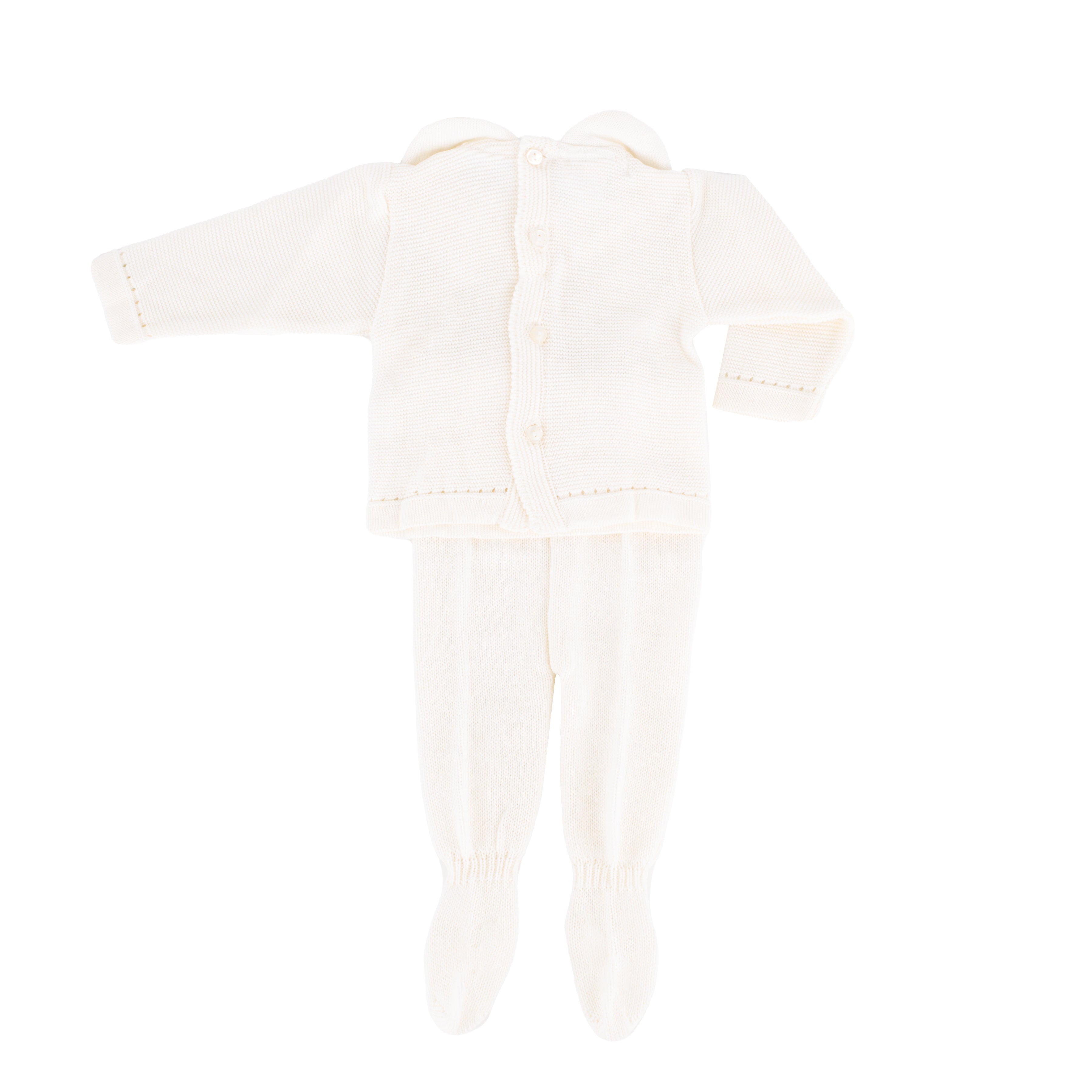 Knit Baby Sweater & Stockings Set in Ivory