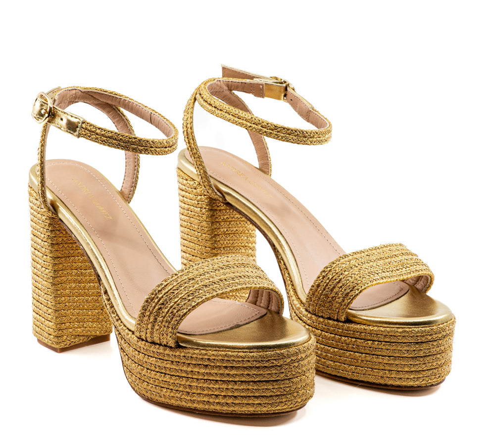 Becka Gold Raffia Platform