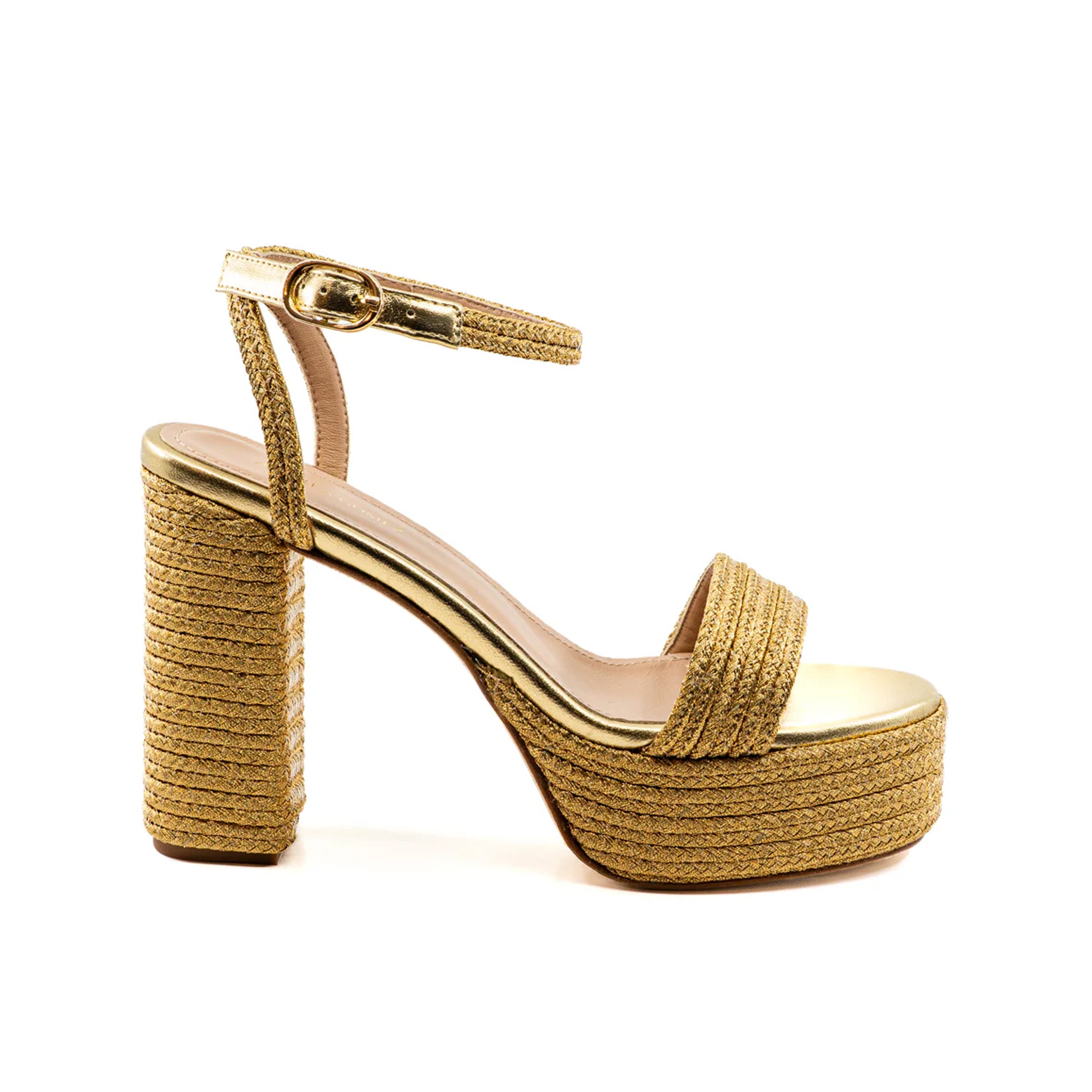 Becka Gold Raffia Platform