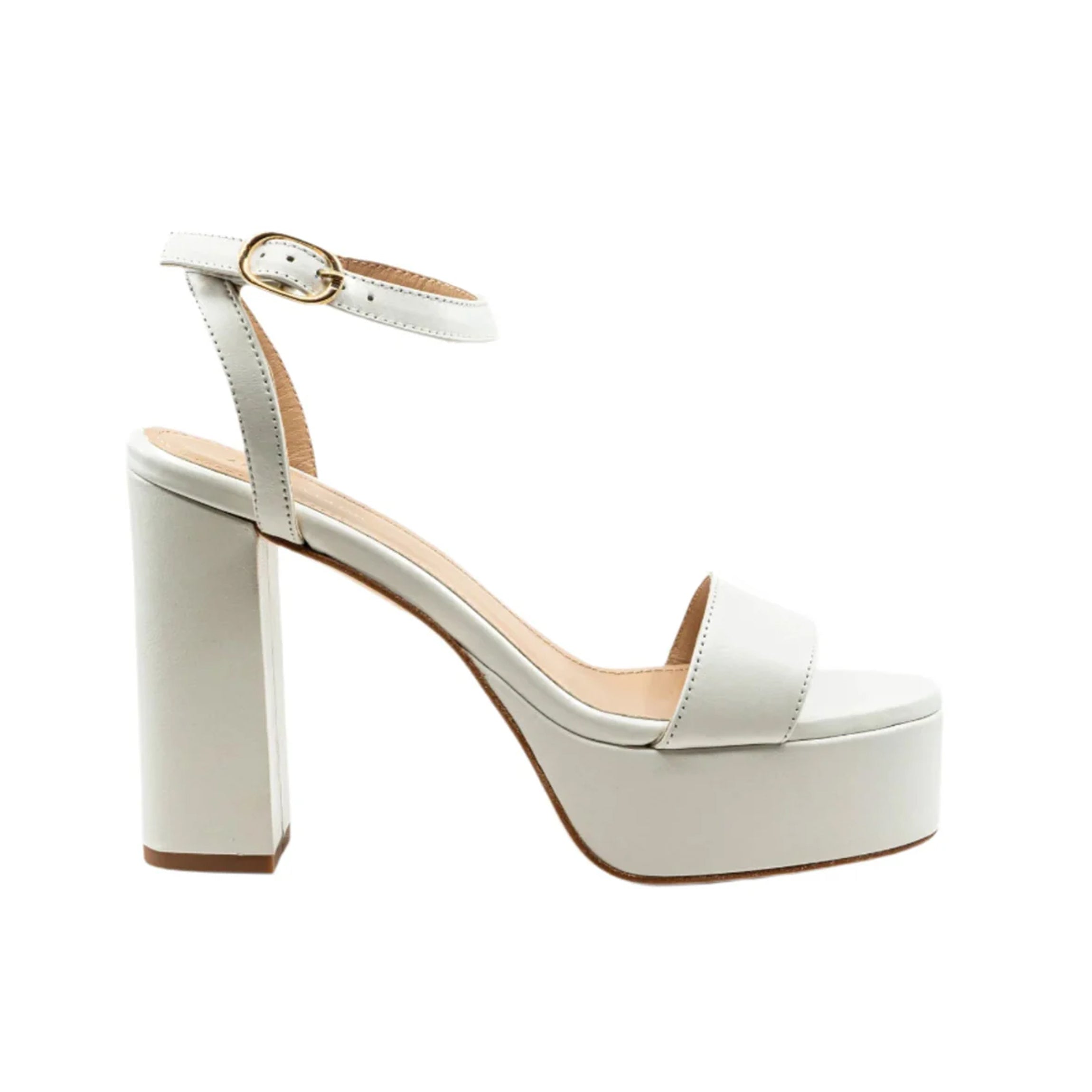 Becka White Leather Platform