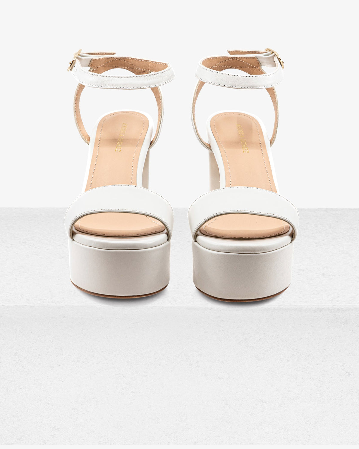 Becka White Leather Platform