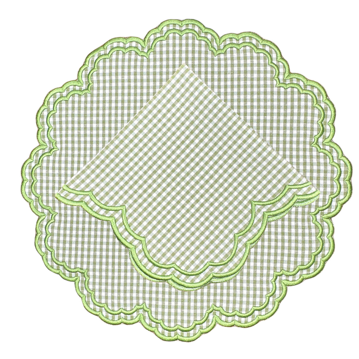 Bettina-Gingham Napkin in Green, Set of 4