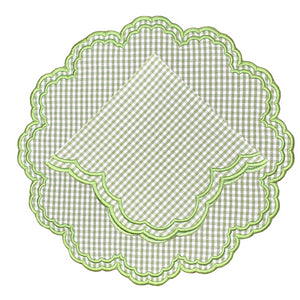 Bettina-Gingham Placemat in Green, Set of 4