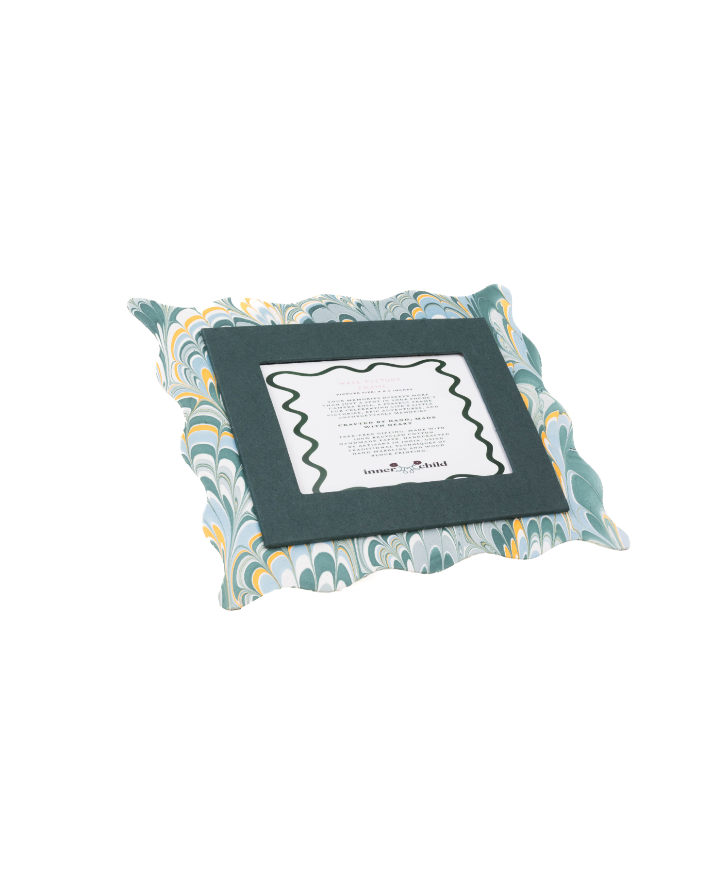 Scalloped Hand-Marbled Picture Frame 4x6 in Blue