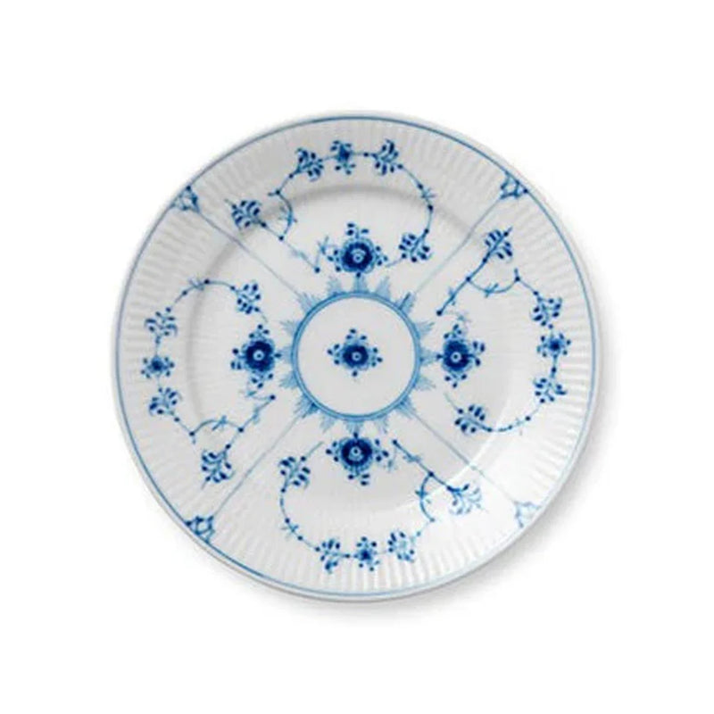 Blue Fluted Plain Dessert Plate 7.5"