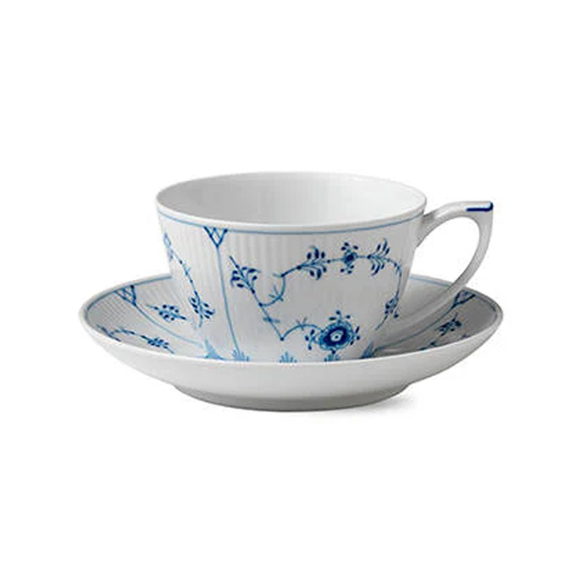 Blue Fluted Plain Tea Cup & Saucer, 9.25” OZ