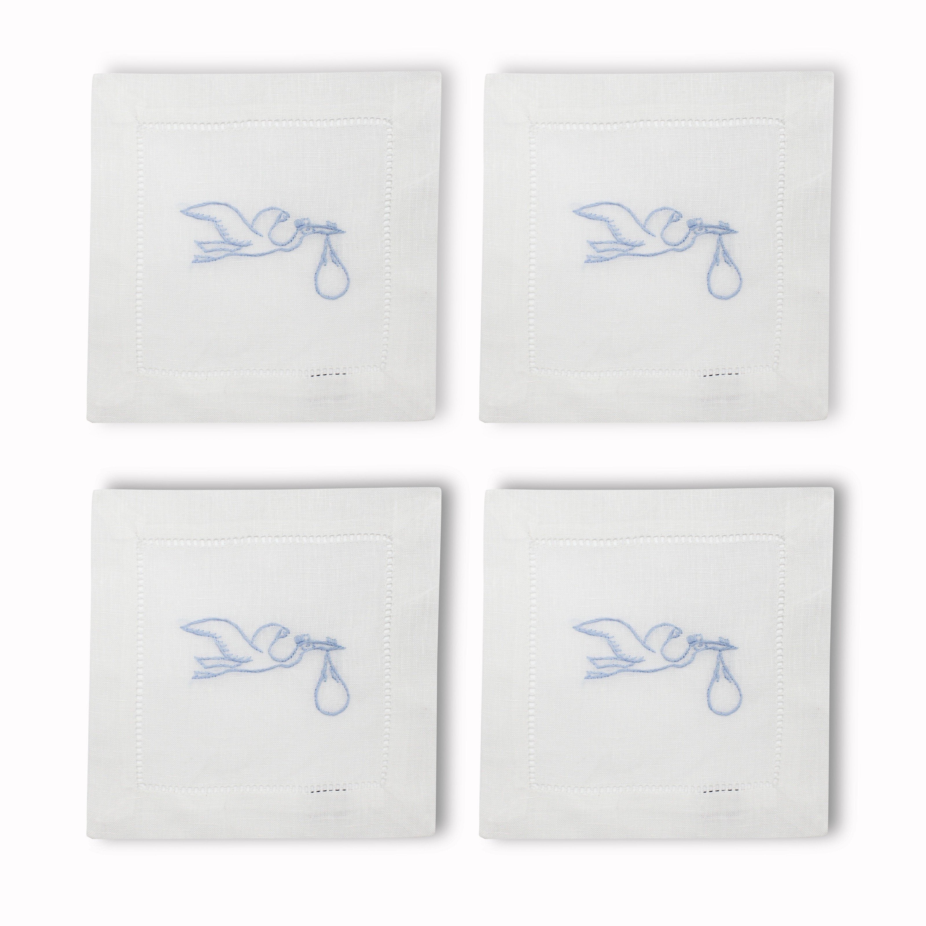 Stork Cocktail Napkins, Set of 4 Chefanie Blue 