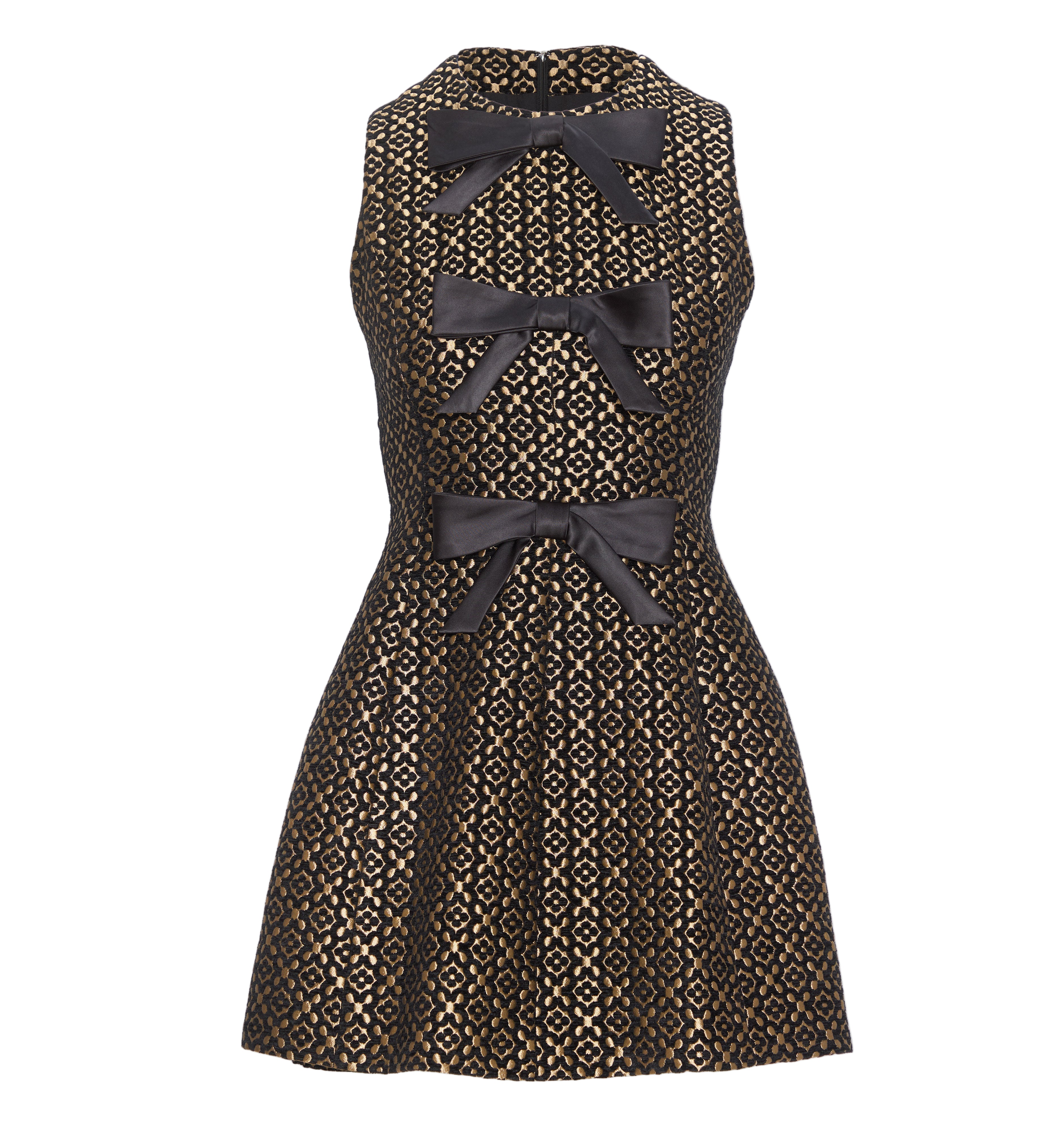 The Blythe Bow Dress in Metallic Brocade