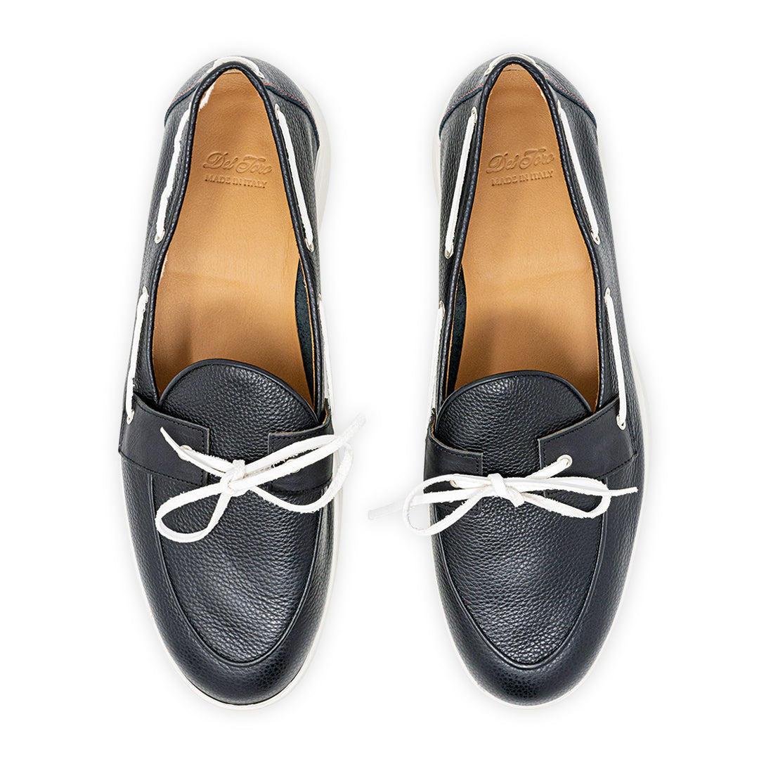 Women's Black Pebbled Leather Barca Yacht Loafer