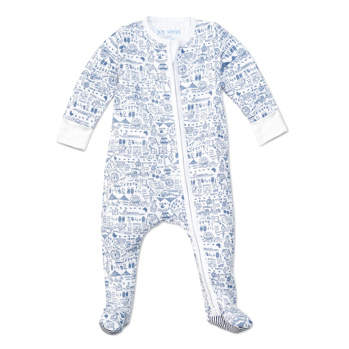 Joy Street Boston Zip Baby Onesie, blue