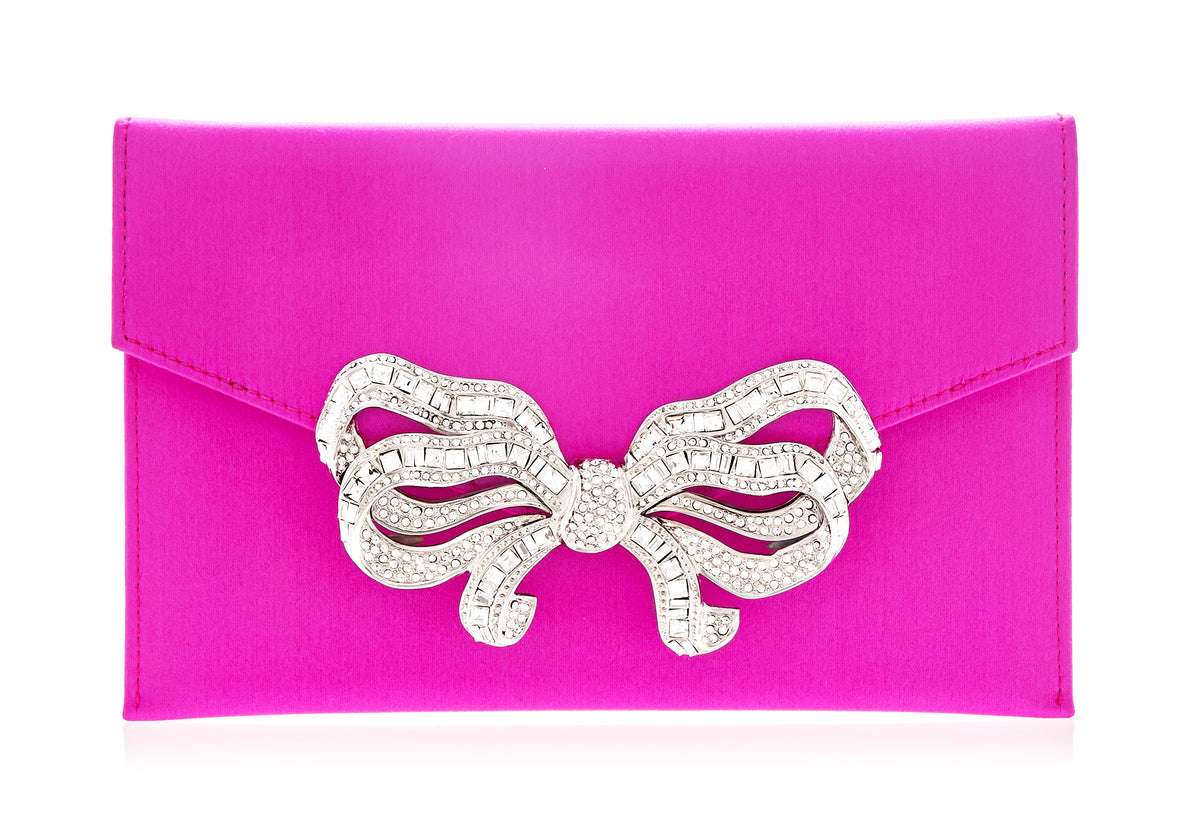 Bow Envelope Clutch in Satin