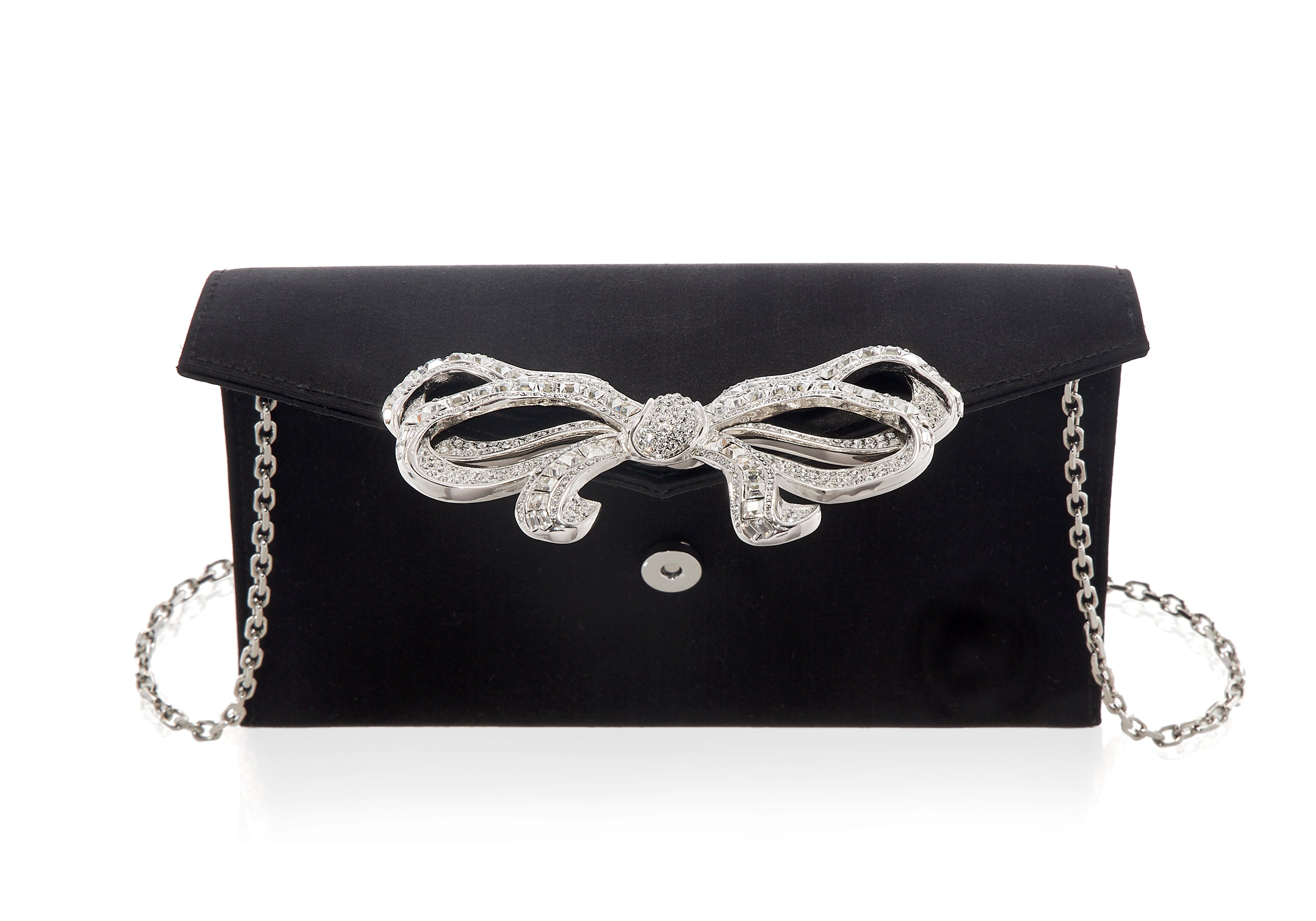 Bow Envelope Clutch in Satin