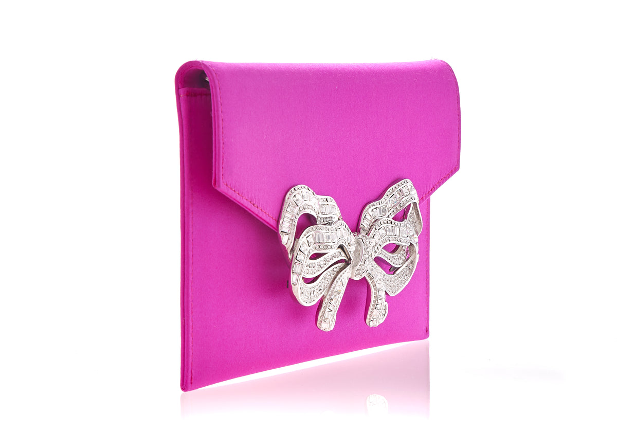 Bow Envelope Clutch in Satin