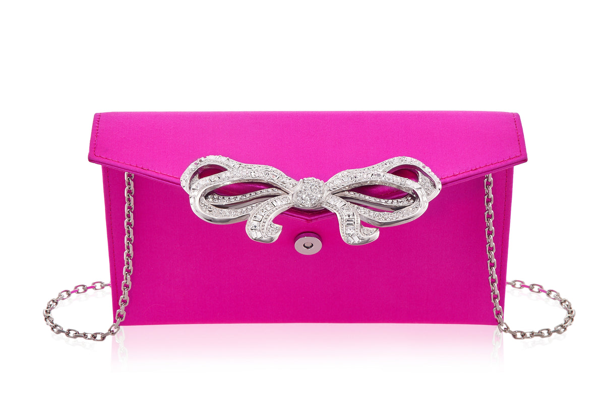 Bow Envelope Clutch in Satin