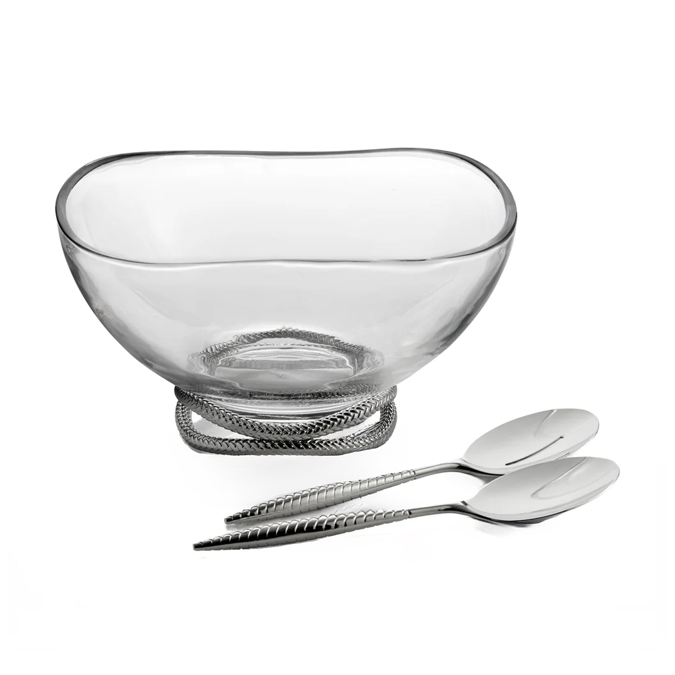 Braid Glass Salad Bowl with Servers