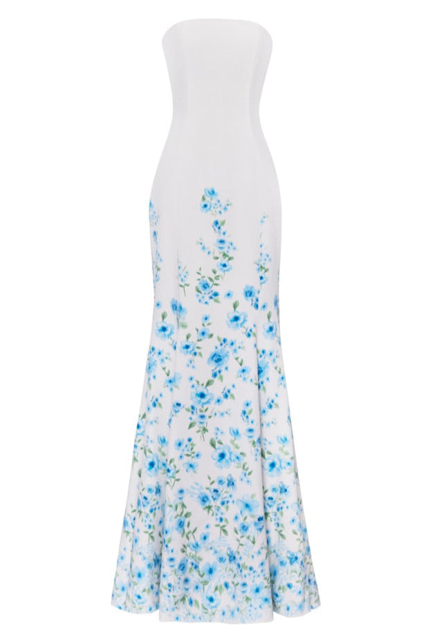 The Brianne Gown in Blue & White