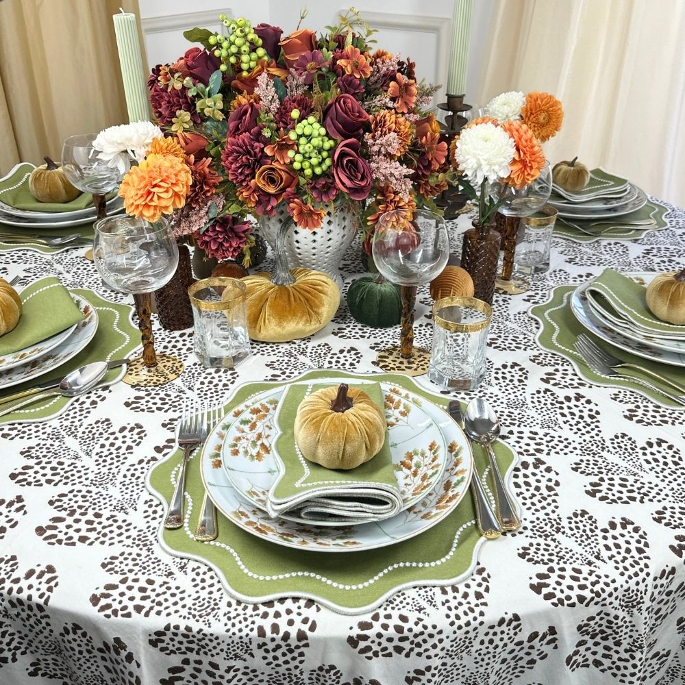 Fall tablecloth, brown tablecloth, leaf print tablecloth