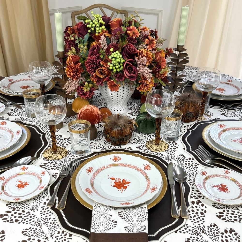 Fall tablecloth, brown tablecloth, leaf print tablecloth