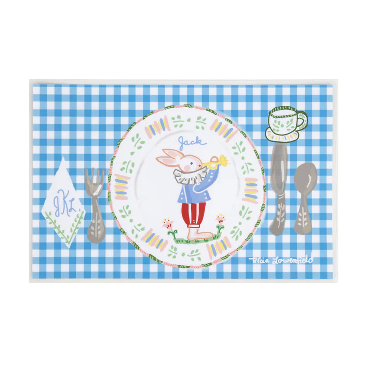 Blue Gingham Troubadour Bunny Placemat