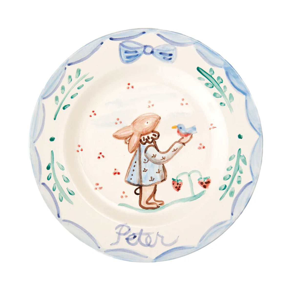 Bunny Plate in Blue, 7.5"