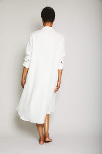 Linen Button Front Dress in Cream