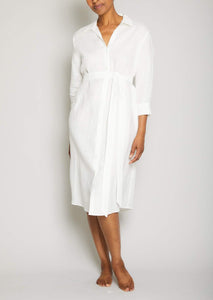 Linen Button Front Dress in Cream