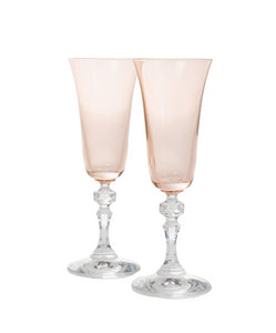 Estelle Colored Regal Flute With Clear Stem, Set of 2 in Blush Pink