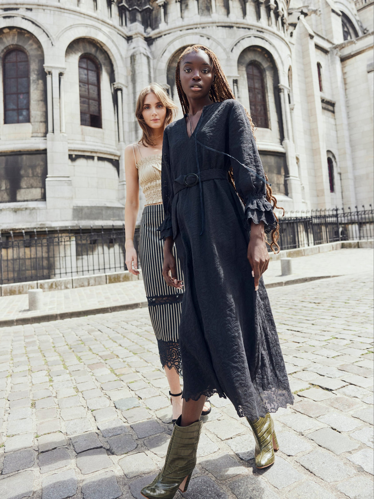 Penny Midi Dress in Black Crochet Lace