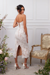 The Capulet Dress in White Chantilly Lace