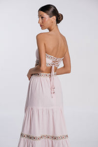 Carnation Crop Top - Pink Tops - Bustier & Embroidered Rosewater House