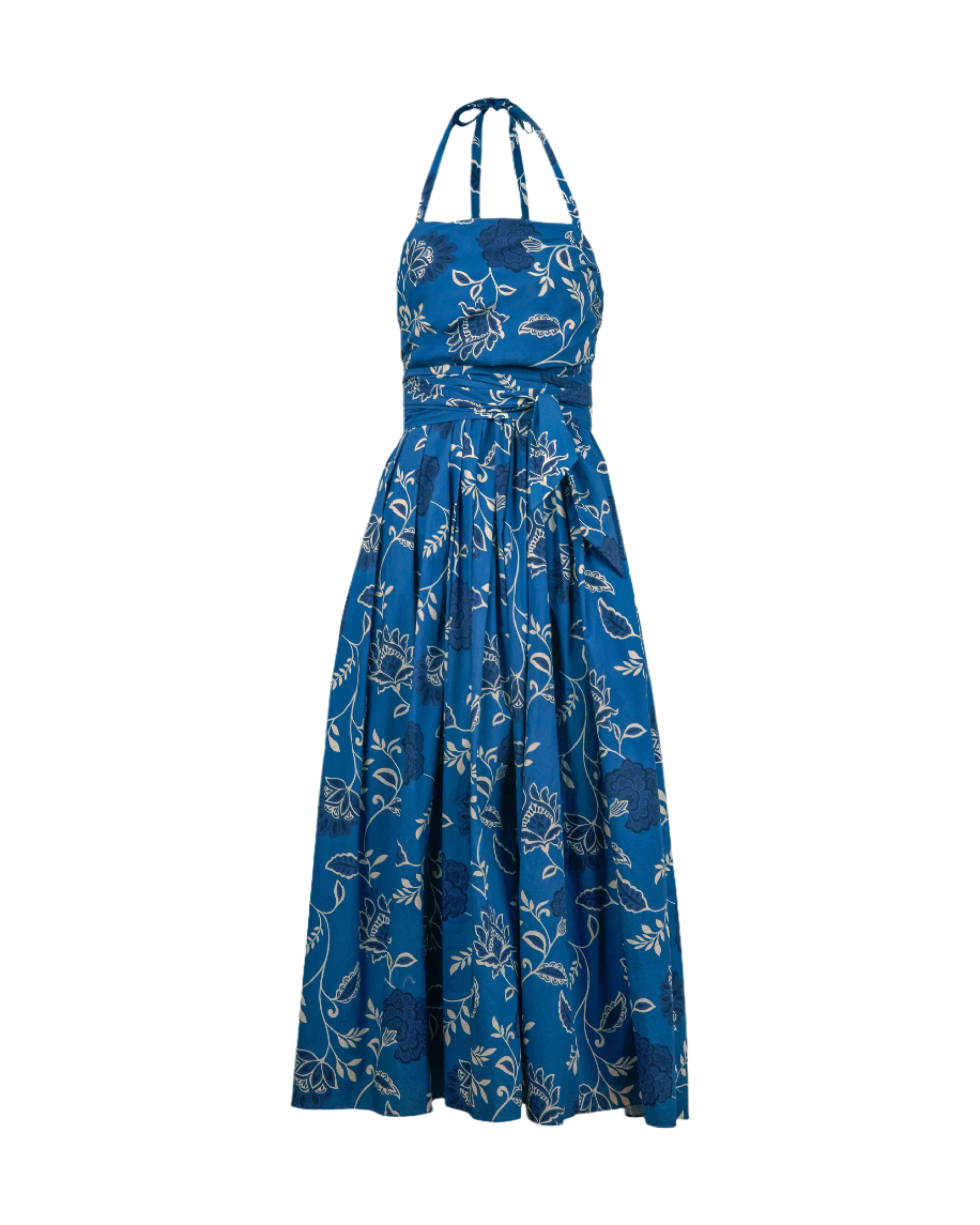 Cassandra Dress in French Blue & Cream