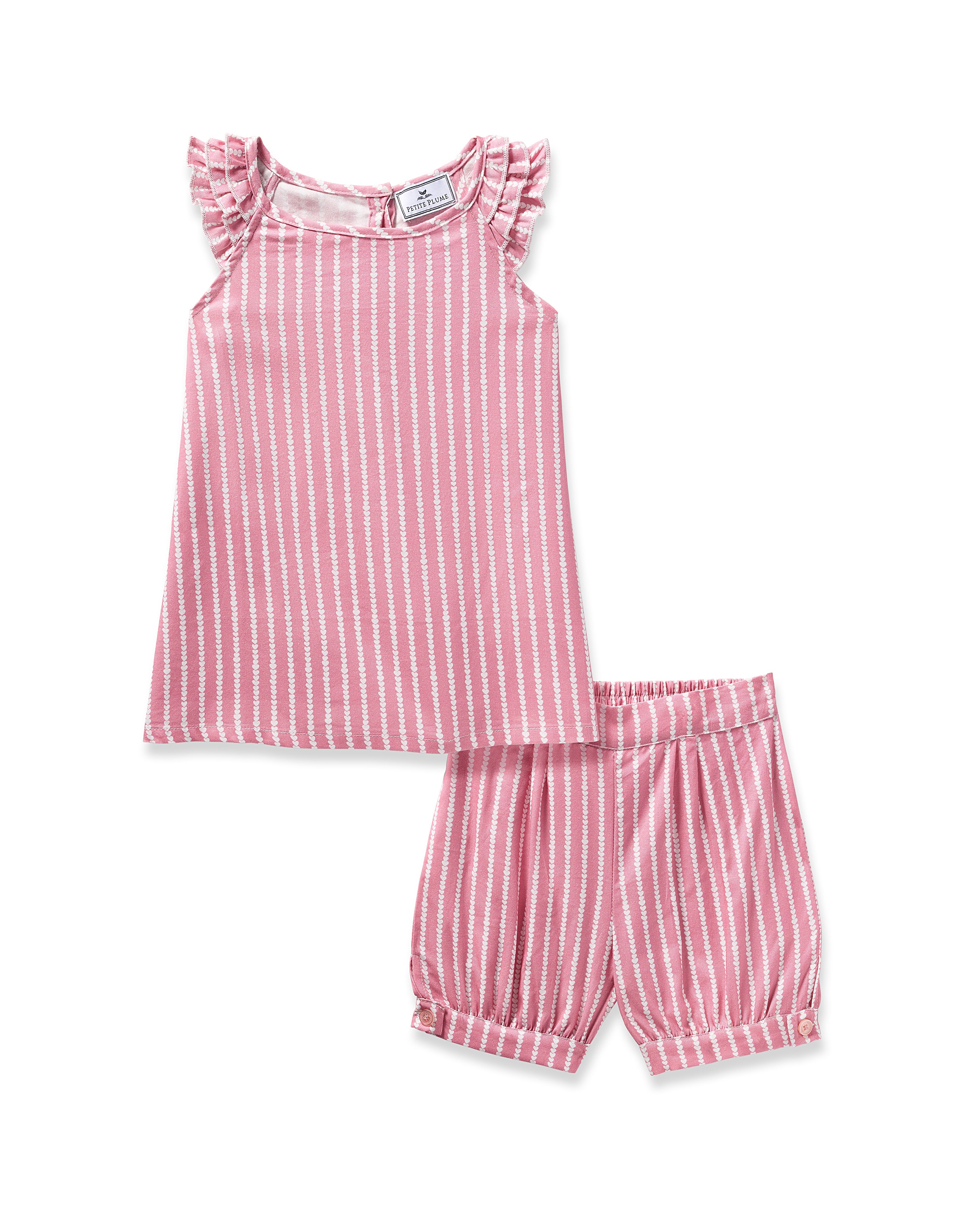 Girl’s Twill Amelie Short Set in Love Lines