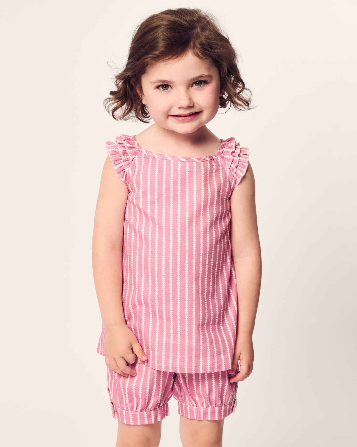 Girl’s Twill Amelie Short Set in Love Lines