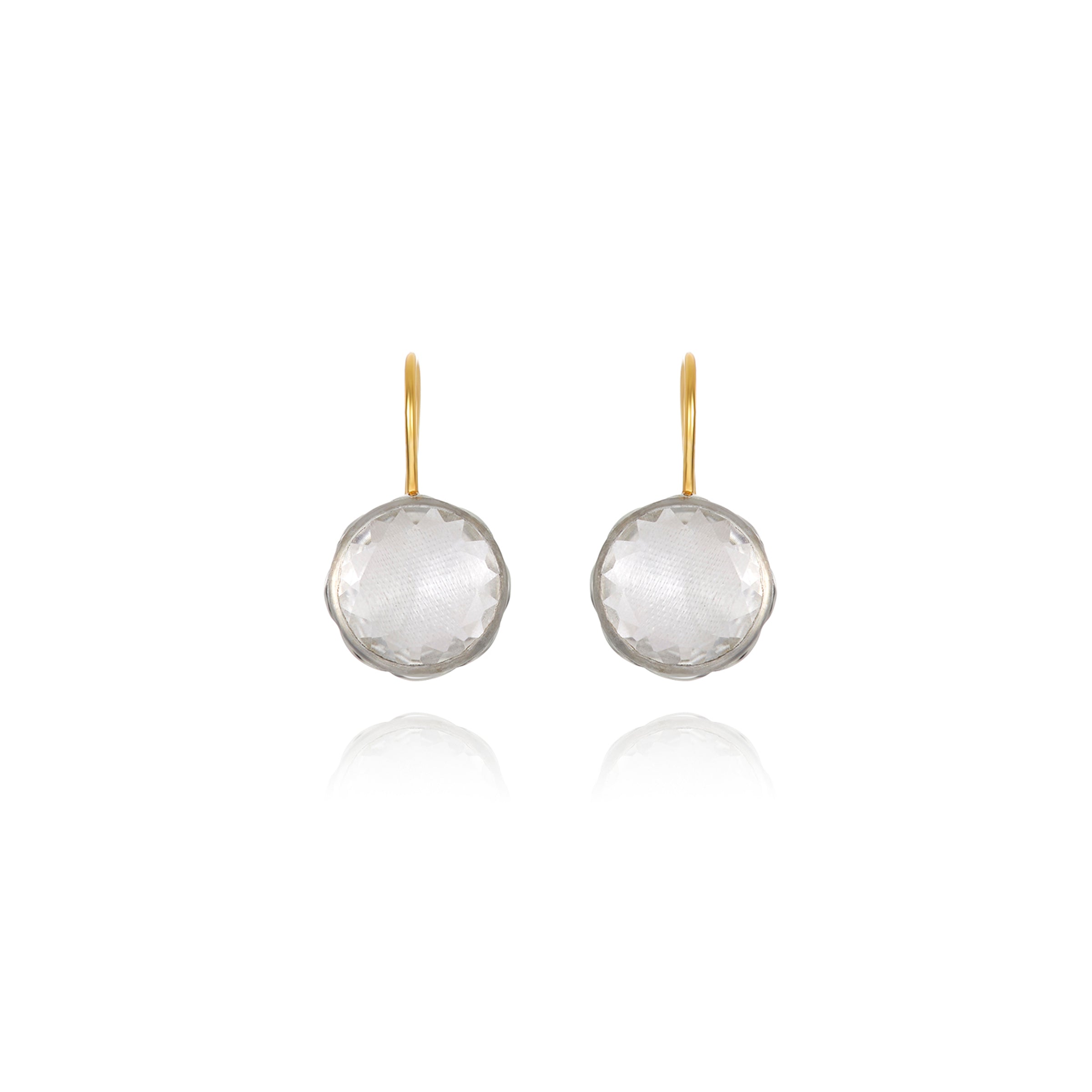 L&H Bride Button Earrings in White Rhodium