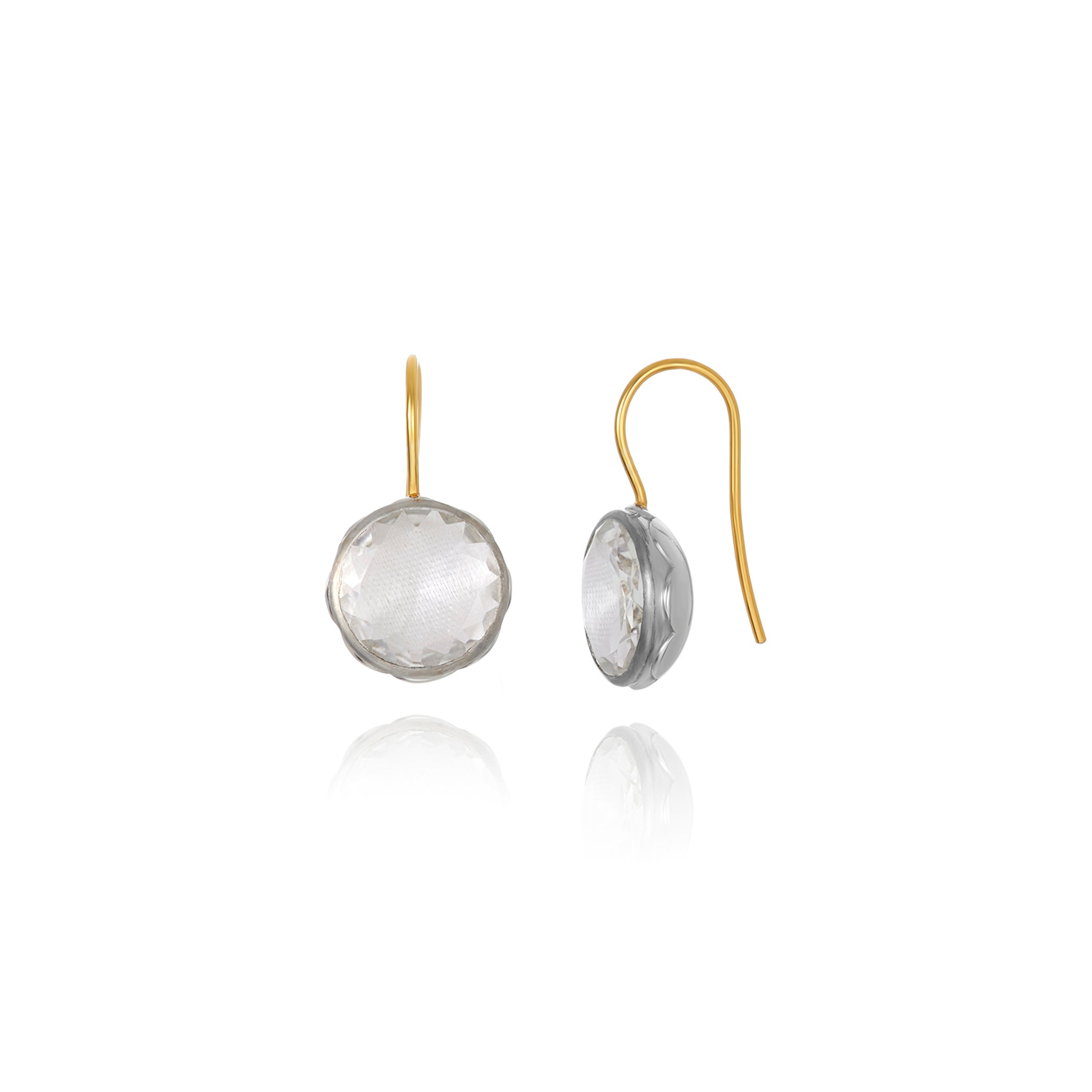 L&H Bride Button Earrings in White Rhodium