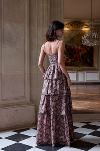 The Caterina Dress in Chocolate Peony Print