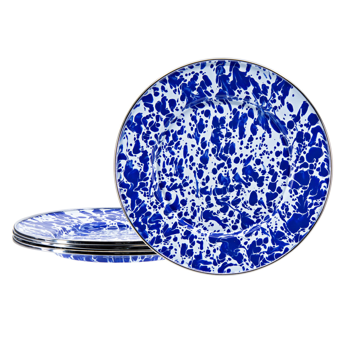 Sandwich Plates in Cobalt Swirl, Set of 4