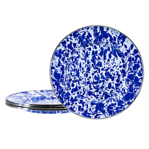 Sandwich Plates in Cobalt Swirl, Set of 4