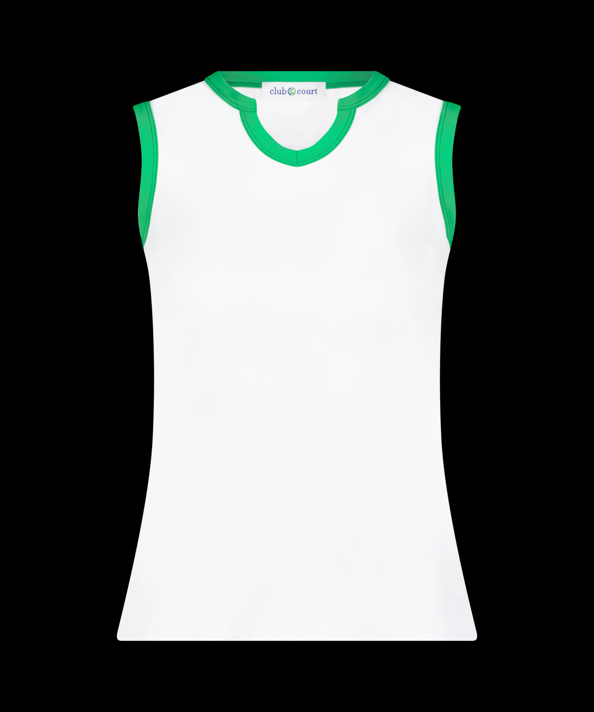 Stacy Tank in Bright White with Kelly Green Trim