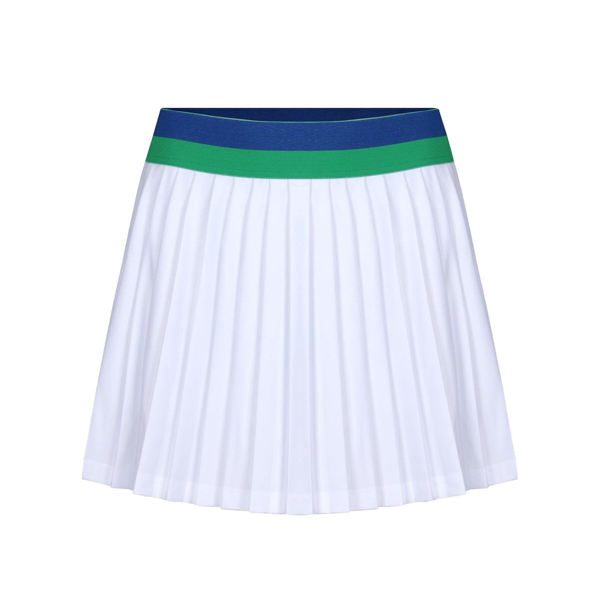 Cricket Skort in White with Blue & Green Trim