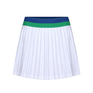 Cricket Skort in White with Blue & Green Trim