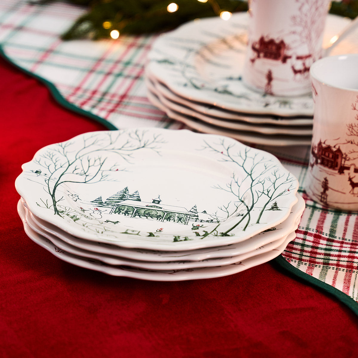 Country Estate Winter Frolic Dessert/Salad Plate in Evergreen