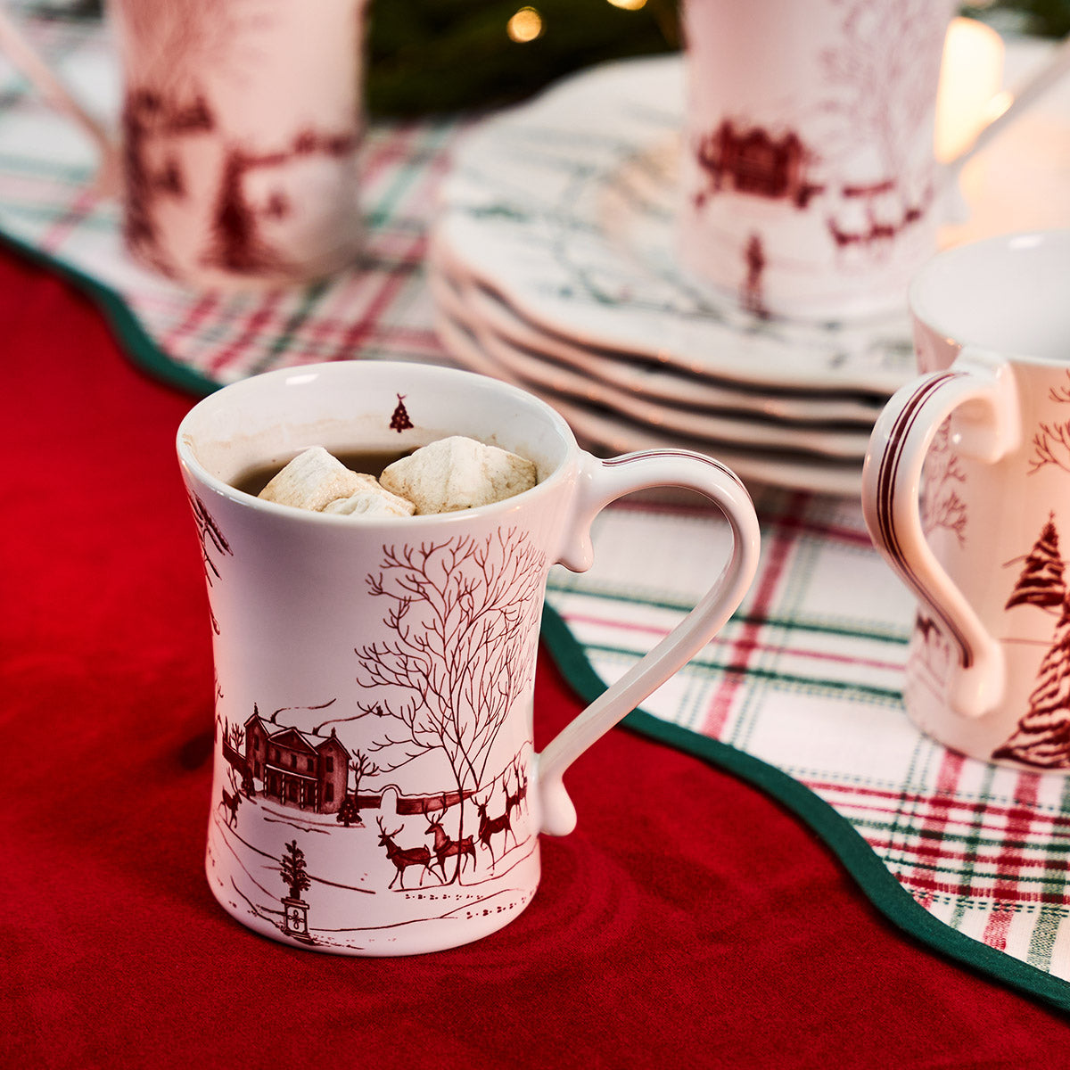 Country Estate Winter Frolic Mug in Ruby