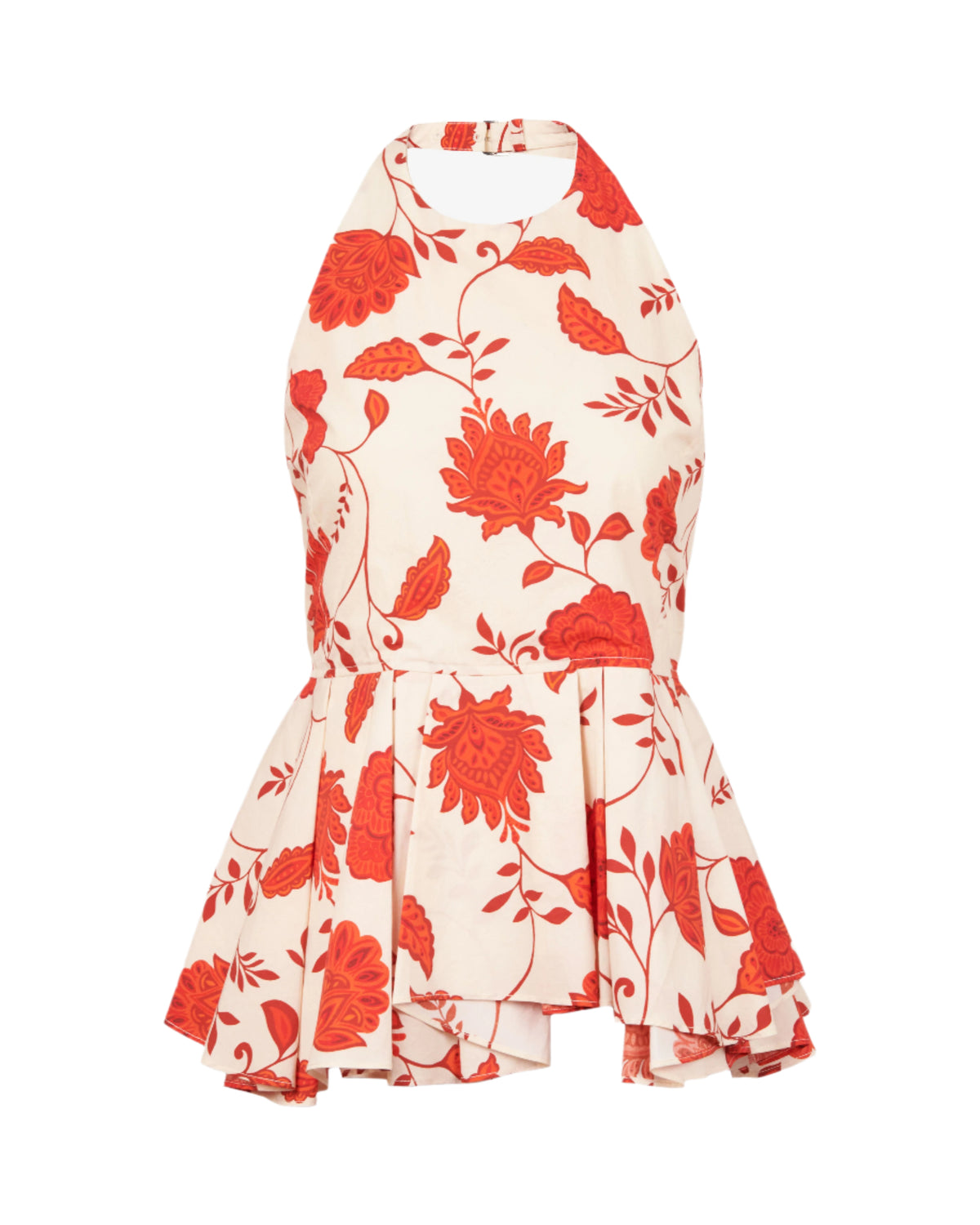 Celeste Top in Cream & Tomato