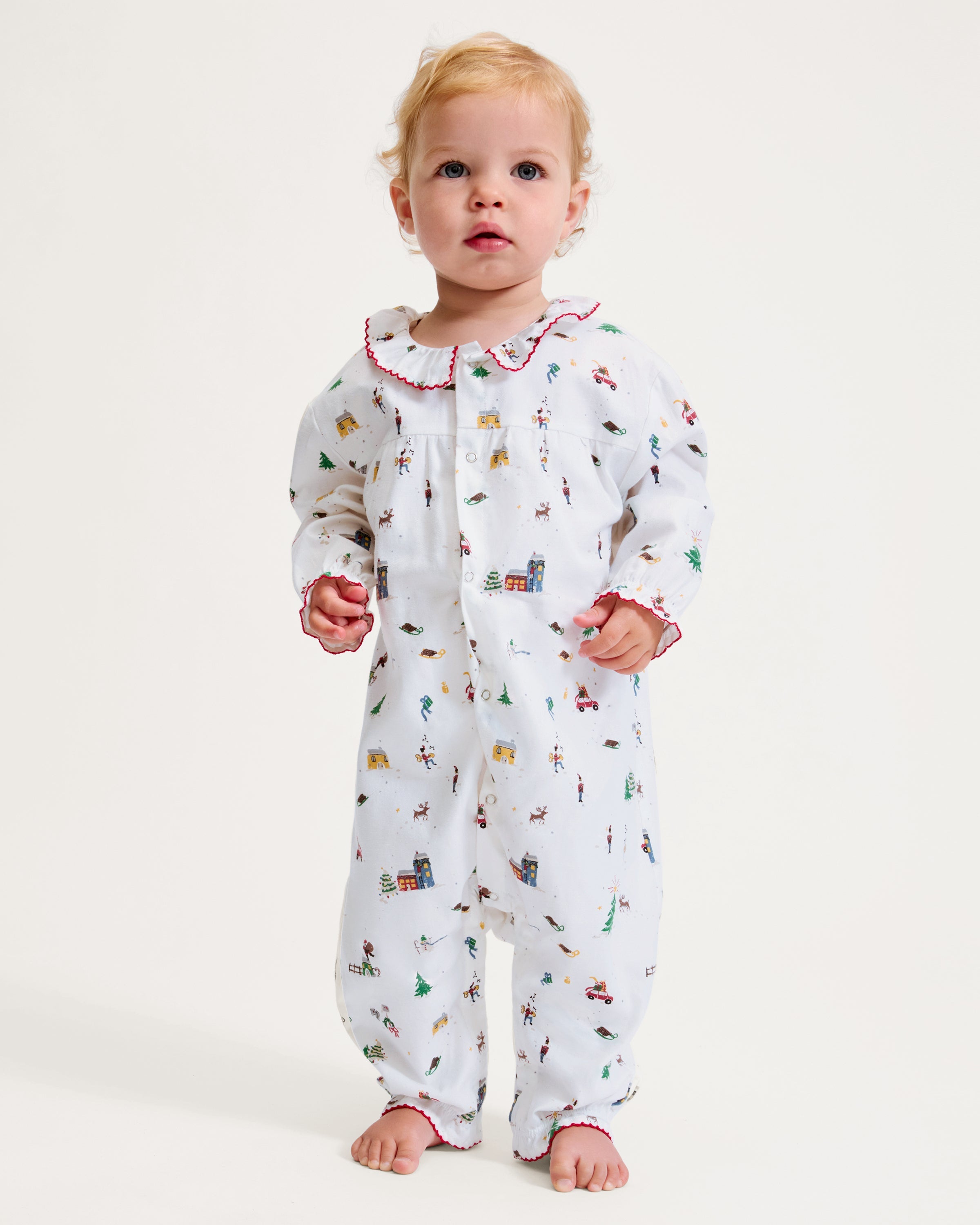 Baby’s Twill Madeline Romper in Holiday Town