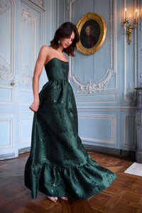 The Charlotte Dress in Emerald Baroque Floral